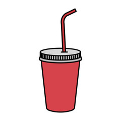 plastic cup with straw vector illustration