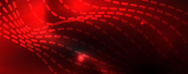 Obraz premium Smoky glowing waves in the dark. Dark abstract background with neon color light and wavy lines. Vector