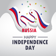 Obraz premium happy russia independence day greeting wallpaper design, with russian flag - Vector