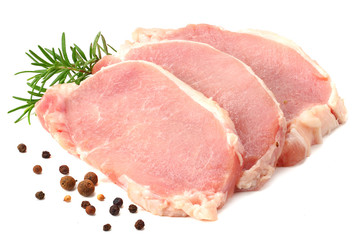 Raw pork meat isolated on white background