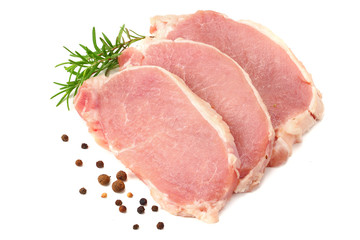Raw pork meat isolated on white background