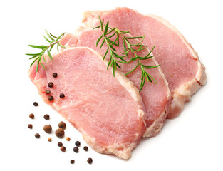 Raw pork meat isolated on white background