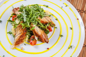 Salad with eel and decoration