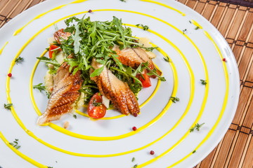 Salad with eel and decoration