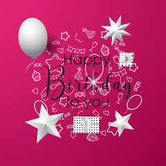 Pink happy birthday background vector