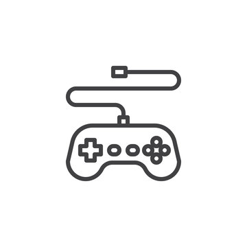 Game controller line icon. Gamepad linear style sign for mobile concept and web design. Wired Joystick outline vector icon. Symbol, logo illustration. Vector graphics