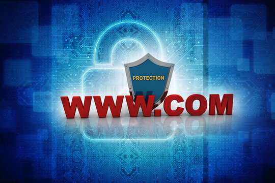 3d rendering WWW.com with shield