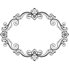 Ornamental vintage frame. Vector illustration in black and white colors
