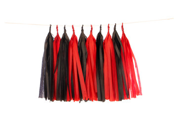 Garlands of paper tinsel red, black colors