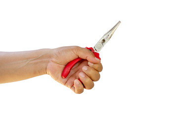 hand holding a key isolated on white