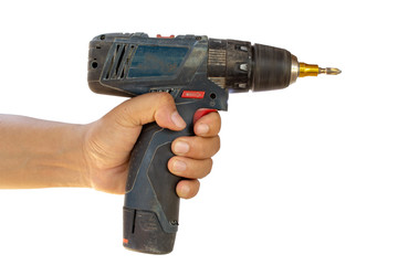 cordless drill in hand