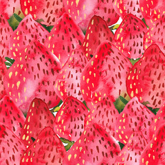 Red watercolor strawberries. Abstract seamless pattern - 269957387