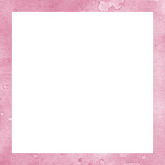 Beautiful Watercolor Texture Square Frame For Photo Or Text Art Scrapbook Colors Birthday. Isolated Frame On A White Background, Illustration.