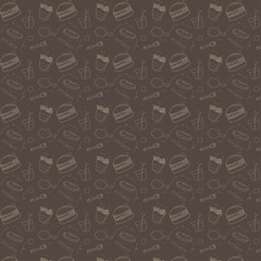 pattern seamless set of fast food and drink doodle style. vector illustration eps10