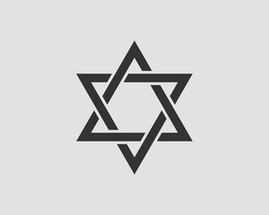 Jewish Star of David icon. Vector six pointed stars symbol.