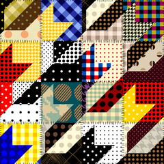Seamless background pattern. Patchwork hounds-tooth pattern. Vector image