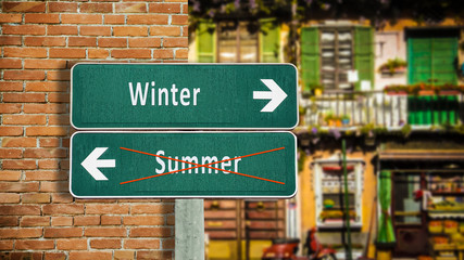 Street Sign to Winter versus Summer