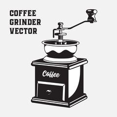 Vintage Coffee Grinder Monochrome Vector