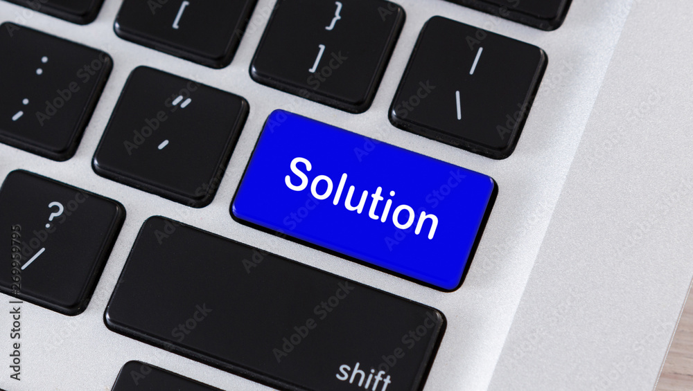 Aufkleber Word Solution on enter key of computer keyboard