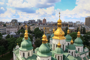 Beautiful majestic St. Sophia Cathedral in the center of Kiev, the capital of Ukraine