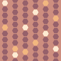 Vector HoneyComb Beads on Pastel Copper seamless pattern background.