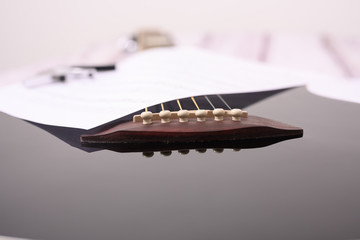 A Guitar with notes taken in blur
