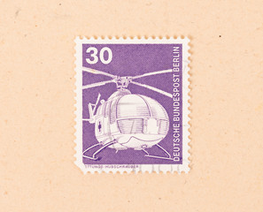 GERMANY - CIRCA 1980: A stamp printed in Germany shows an old helicopter, circa 1980