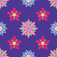 Simple flowers seamless pattern. Summer vector background