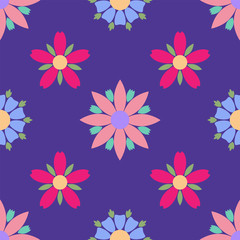 Simple flowers seamless pattern. Summer vector background