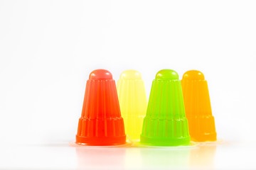 Multicolor fruit jelly on white background