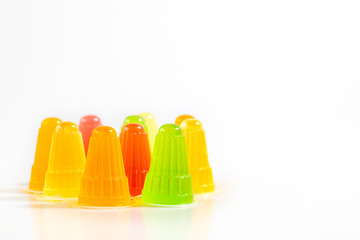 Multicolor fruit jelly on white background