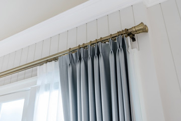 Beautiful curtains with ring-top rail, Curtain interior decoration in living room