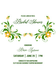 Vector illustration abstract leaf wreath frame with card bridal shower