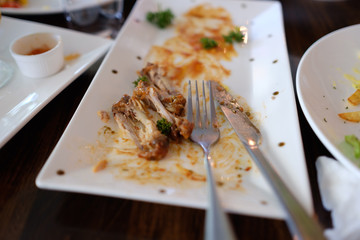  leftover food after party, dirty food