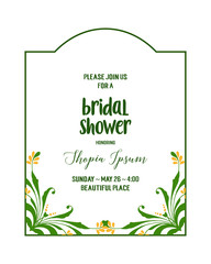 Vector illustration bridal shower with leaf flower frames isolated on white backdrop