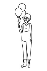 circus clown with balloons helium comic character