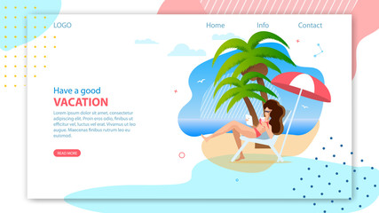 Cartoon Flat Landing Page for Online Travel Agency