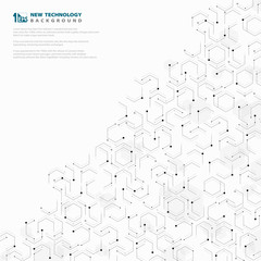Abstract hexagonal geometric technology pattern design white and gray template. illustration vector eps10