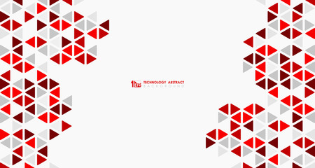 Fototapeta premium Abstract wide red cube of geometric hexagonal low pattern design technology. illustration vector eps10