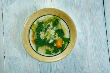 Spring vegetable soup nettle with  Wheat Groats