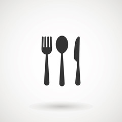 knife, fork and spoon on white background. Vector illustration - Vector