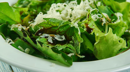 Spring salad with herbs, dandelion, nettle