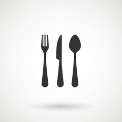 knife, fork and spoon on white background. Vector illustration - Vector