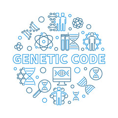 Genetic Code vector round concept illustration in thin line style