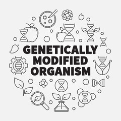 Genetically Modified Organism vector round outline concept minimal illustration