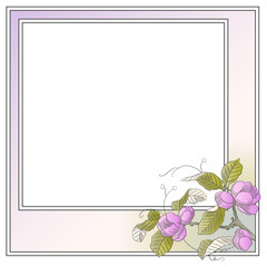 Blooming sakura. Vector plant vignette for labels, sticker, tattoo and other design.