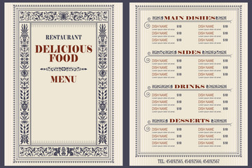 Naklejka premium Template cafe or restaurant menu.