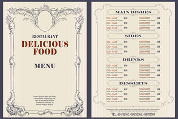 Template cafe or restaurant menu.