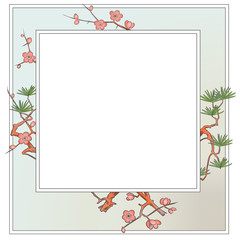 Blooming tree. Vector plant vignette for labels, sticker, tattoo and other design.