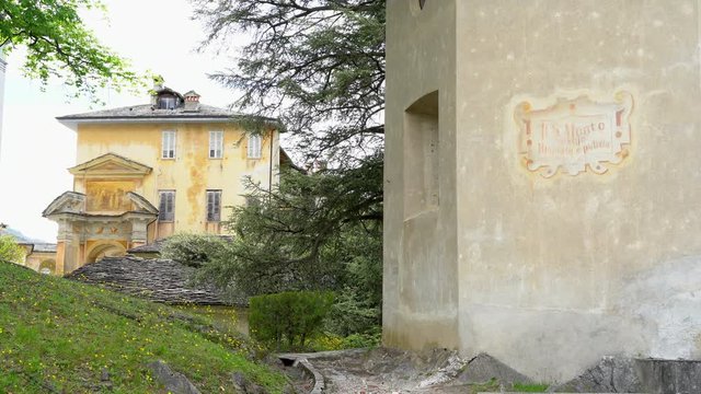 A beautiful travel tour at the Sacred Mountain of Varallo, a christian devotional complex, a unesco world heritage si in Italy. 4k footage